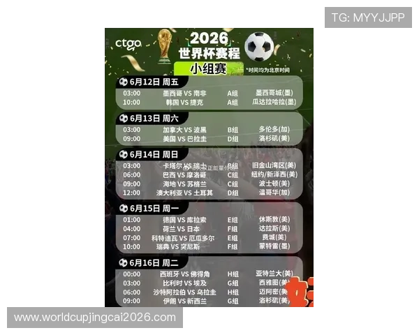 2026年世界杯完整赛程表详细公布，涵盖每场比赛时间与地点安排